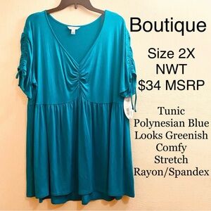 5/$15💥 2X Dressy Tunic Rayon Spandex Stretch Comfort Top Blouse